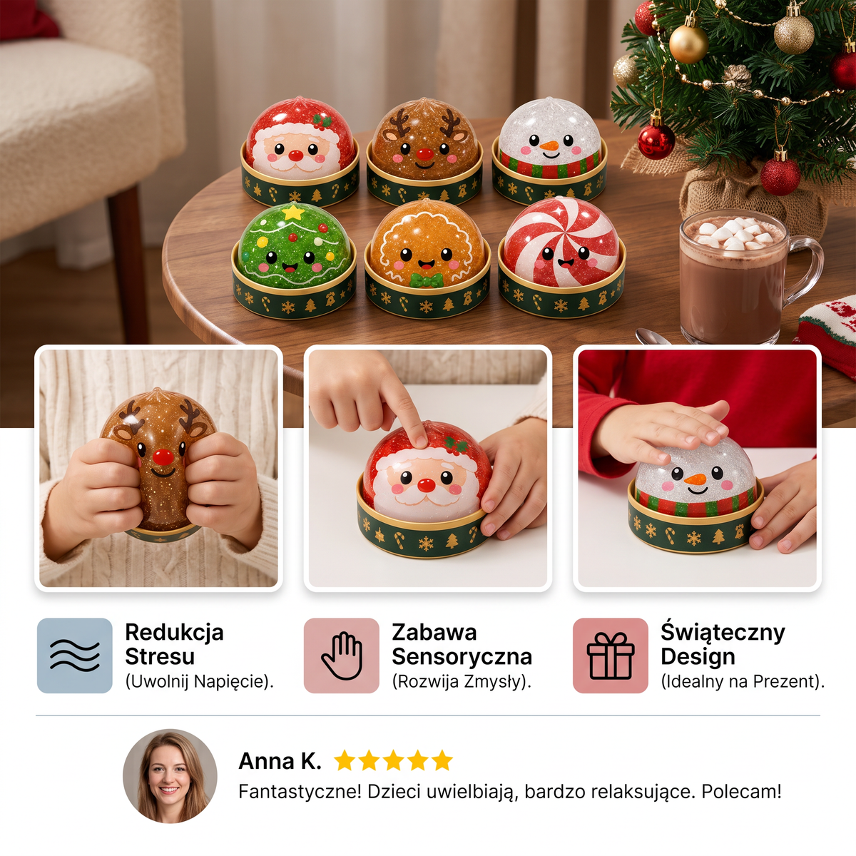 Świąteczny Zestaw Antystresowych Zabawek Squishy w Kształcie Pierogów