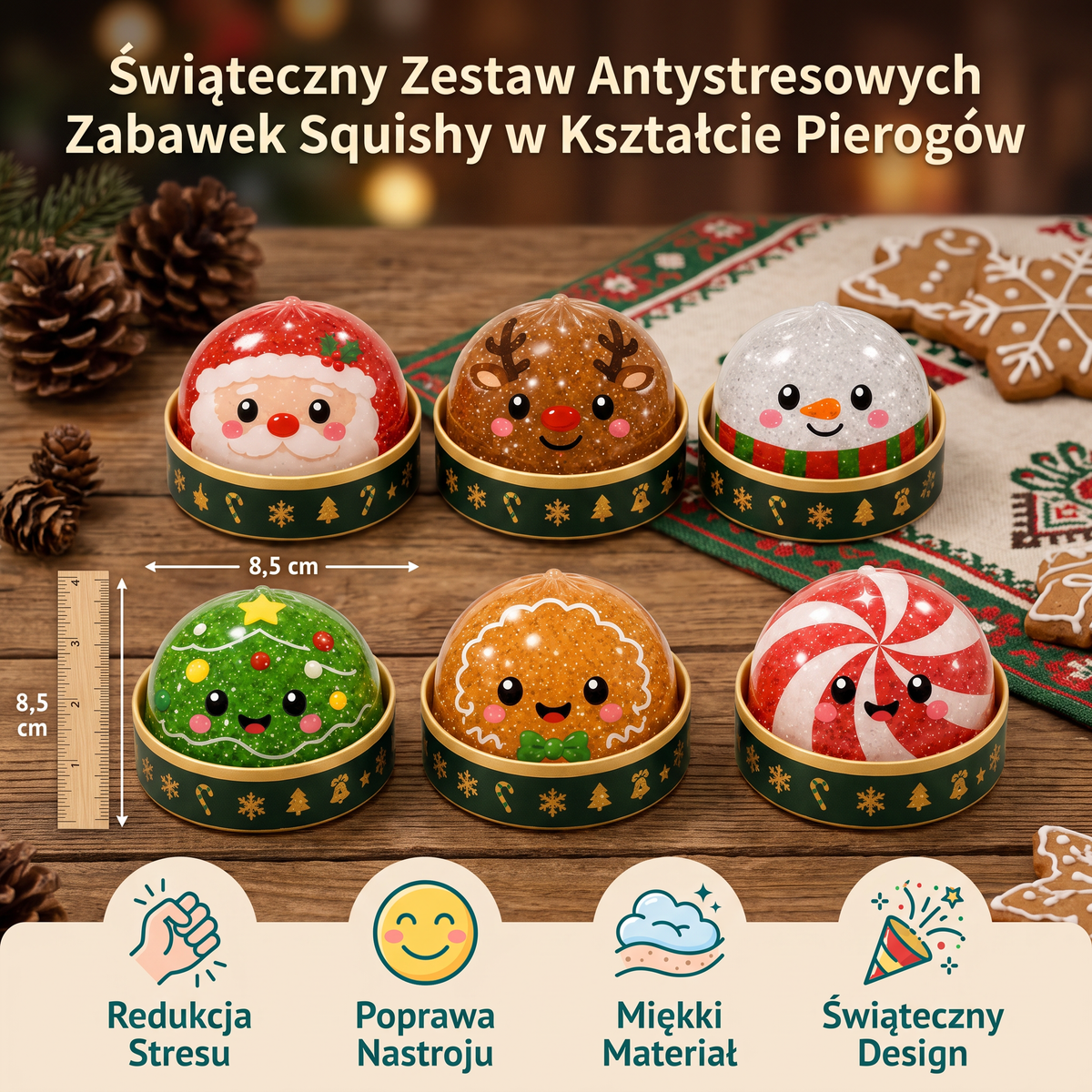 Świąteczny Zestaw Antystresowych Zabawek Squishy w Kształcie Pierogów