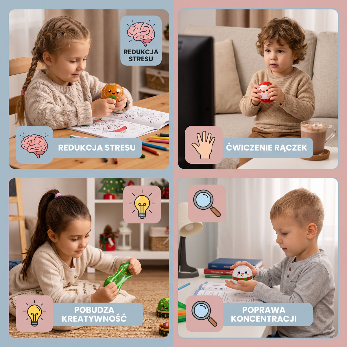 Świąteczny Zestaw Antystresowych Zabawek Squishy w Kształcie Pierogów
