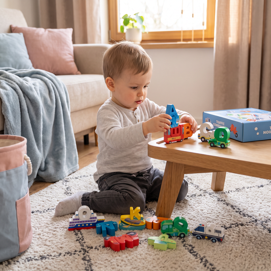 52-elementowy zestaw klocków 3D z alfabetem w stylu Montessori