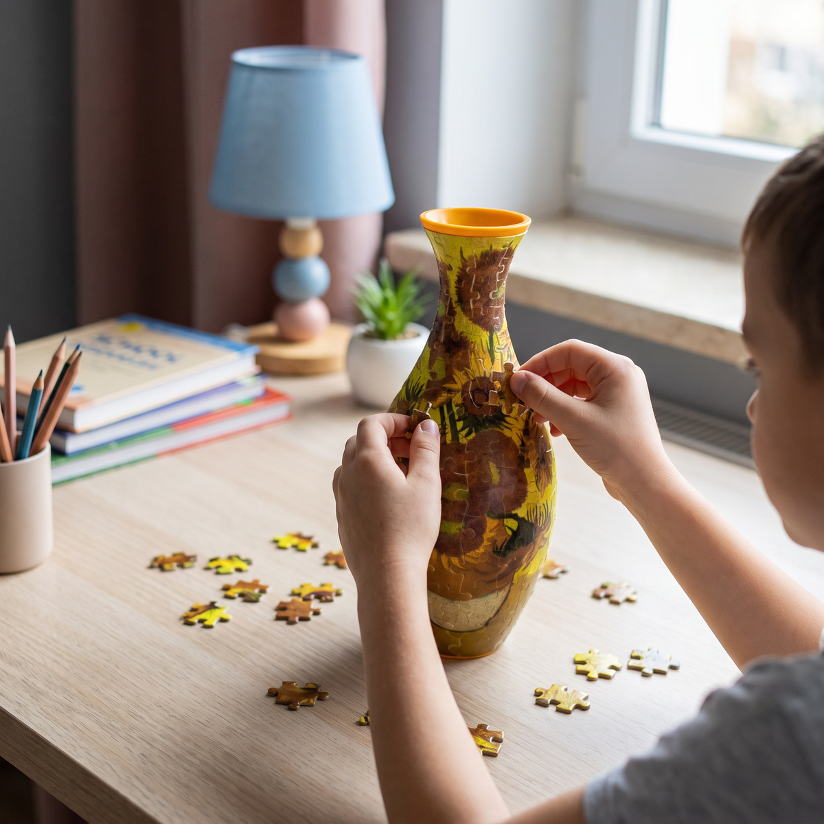 Wazon z kwiatami DIY 3D do składania z puzzli