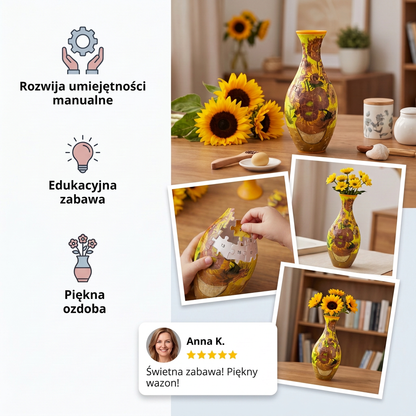 Wazon z kwiatami DIY 3D do składania z puzzli