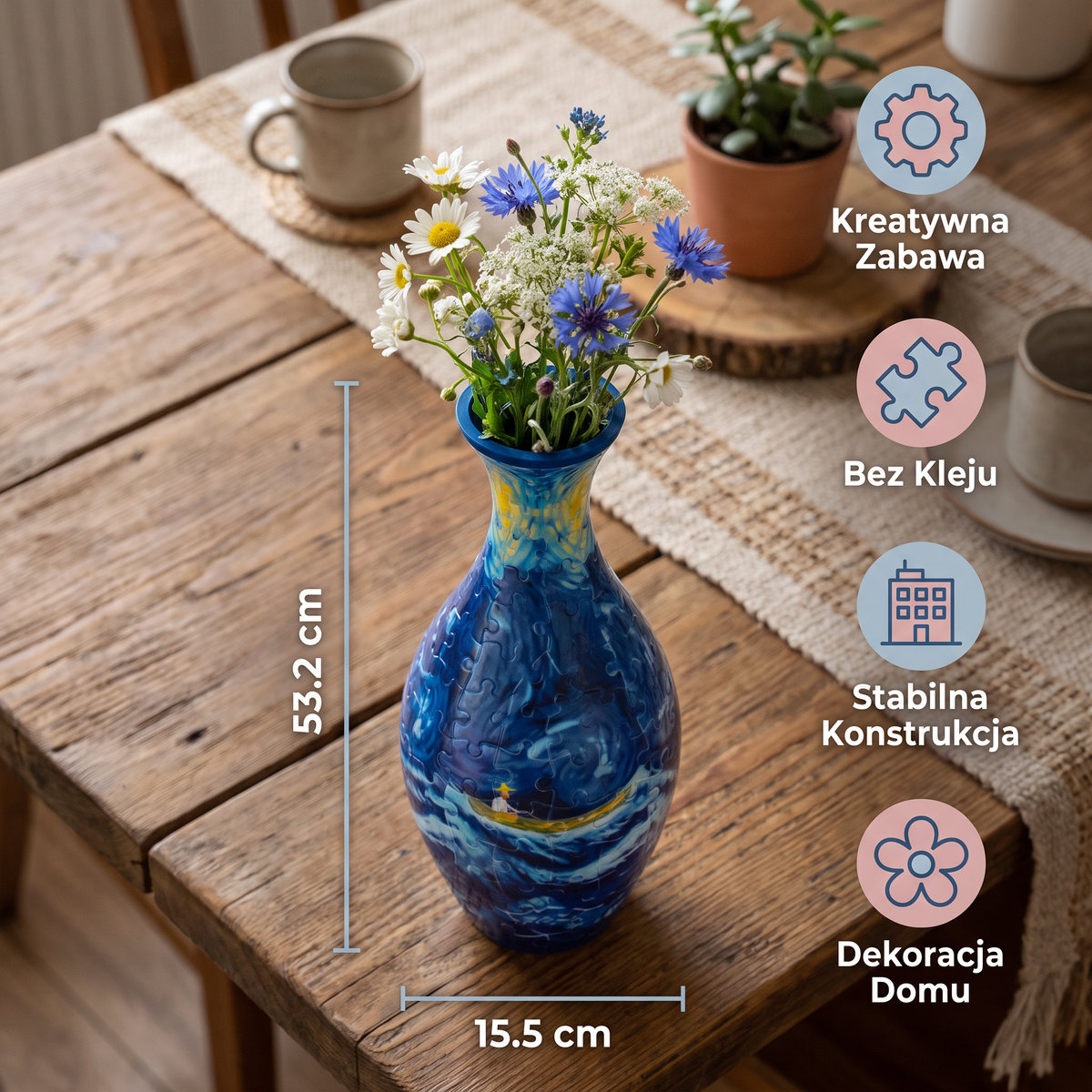 Wazon z kwiatami DIY 3D do składania z puzzli