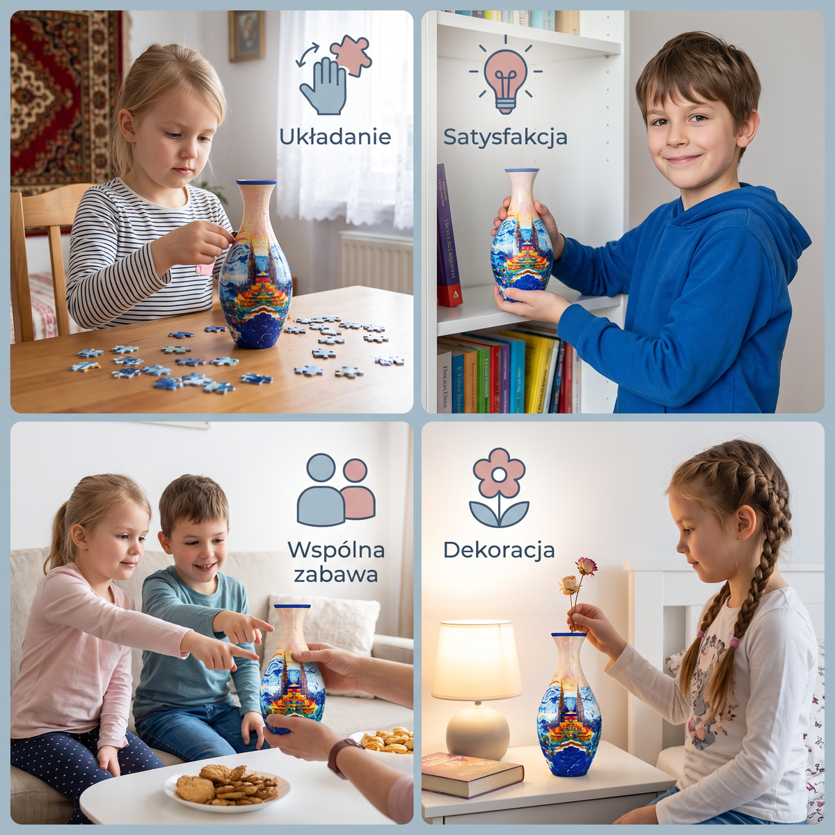 Wazon z kwiatami DIY 3D do składania z puzzli