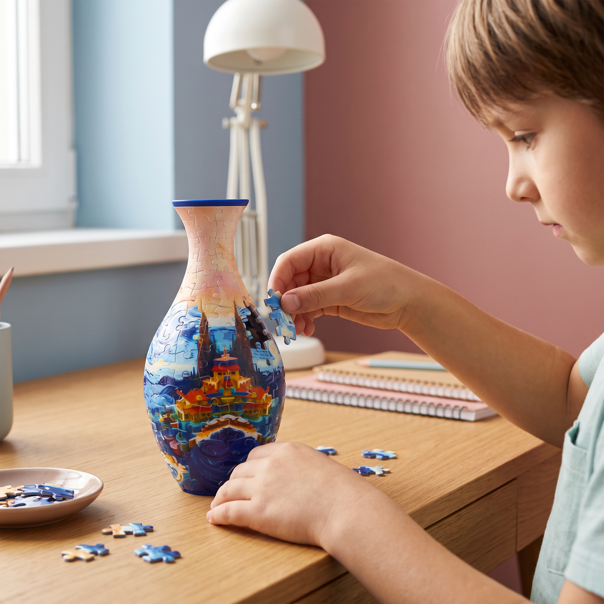 Wazon z kwiatami DIY 3D do składania z puzzli