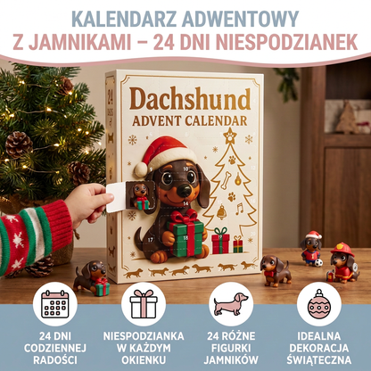 Kalendarz adwentowy z jamnikami na 24 dni – figurki niespodzianki