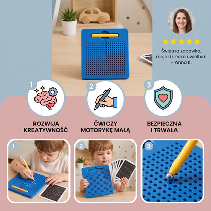 Magnetyczna tablica 2 w 1 do pisania i rysowania z doczepianymi kształtami dla dzieci