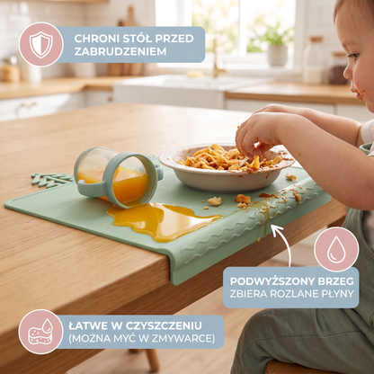 BabySafe Praktyczna i Higieniczna Silikonowa Mata dla Niemowląt z Podwyższonym Brzegiem