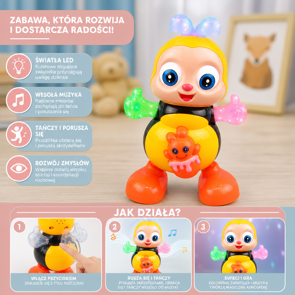 Muzyczna tańcząca pszczółka ze światłami i muzyką