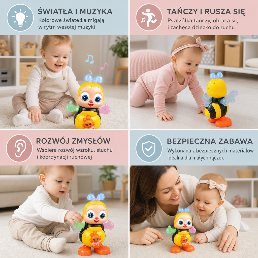 Muzyczna tańcząca pszczółka ze światłami i muzyką