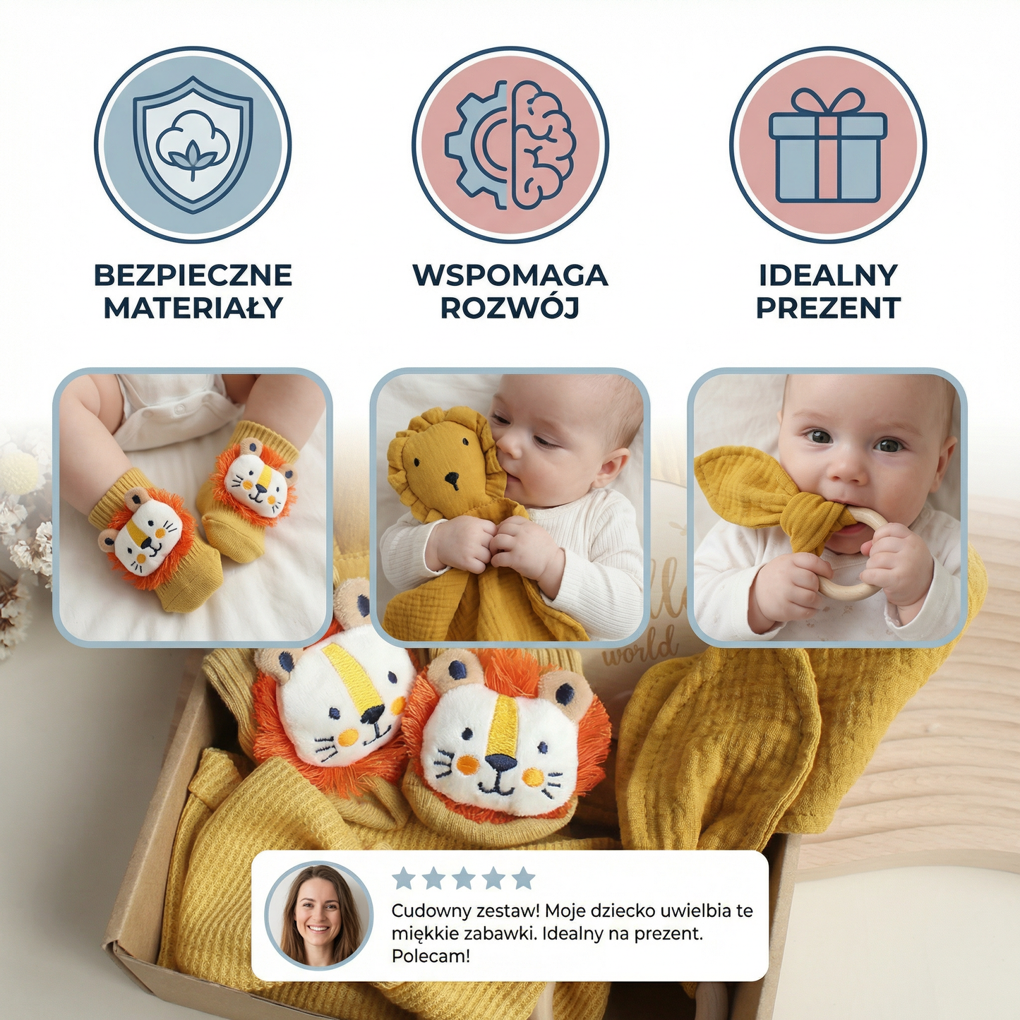 6-częściowy zestaw prezentowy dla noworodka – wyprawka dla niemowlęcia