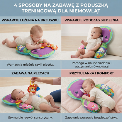 Poduszka treningowa dla niemowląt do leżenia na brzuszku z pałąkiem do zabawy – Wspiera rozwój sensoryczny i wczesny rozwój
