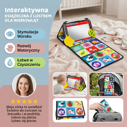 Interaktywna Książeczka z Lustrem dla Niemowląt – Składana i Zmywalna Miękka Zabawka z Tkaniny