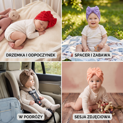 Miękki dzianinowy turban niemowlęcy z kokardką