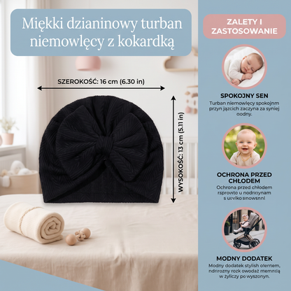 Miękki dzianinowy turban niemowlęcy z kokardką