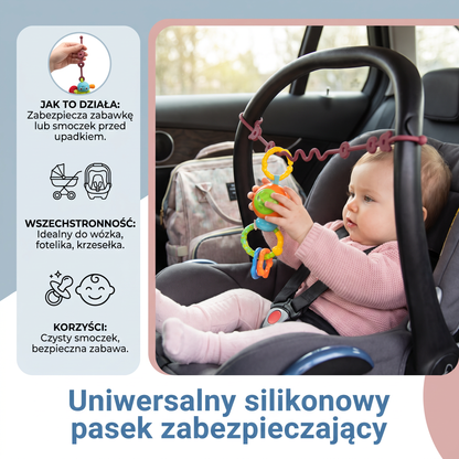 Uniwersalny silikonowy pasek zabezpieczający zabawki i smoczki przed upadkiem