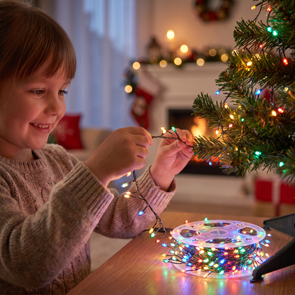Świąteczne lampki typu cluster w ciepłej bieli