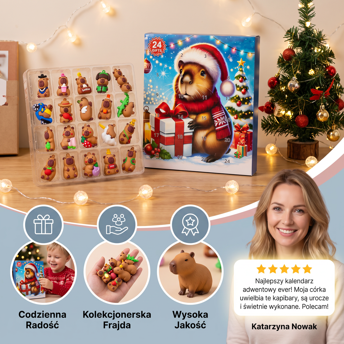 24-dniowy świąteczny kalendarz adwentowy z kapibarami – 24 urocze minifigurki