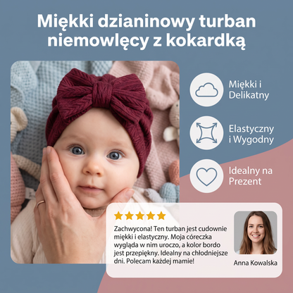 Miękki dzianinowy turban niemowlęcy z kokardką