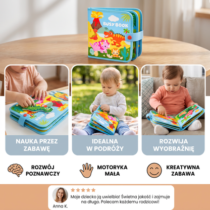 8-w-1 Montessori Książeczka Aktywnościowa z Dinozaurami dla Maluchów