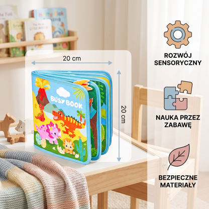 8-w-1 Montessori Książeczka Aktywnościowa z Dinozaurami dla Maluchów