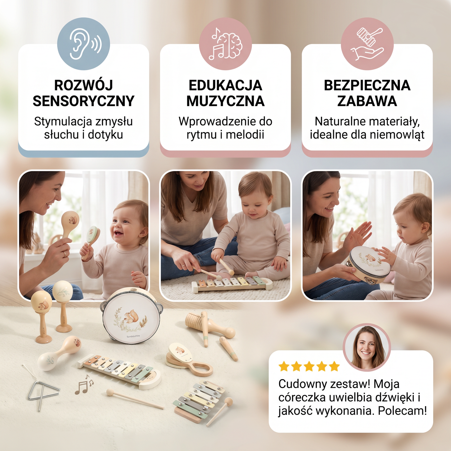 Zestaw Montessori instrumentów muzycznych dla niemowląt – sensoryczna i muzyczna zabawka edukacyjna