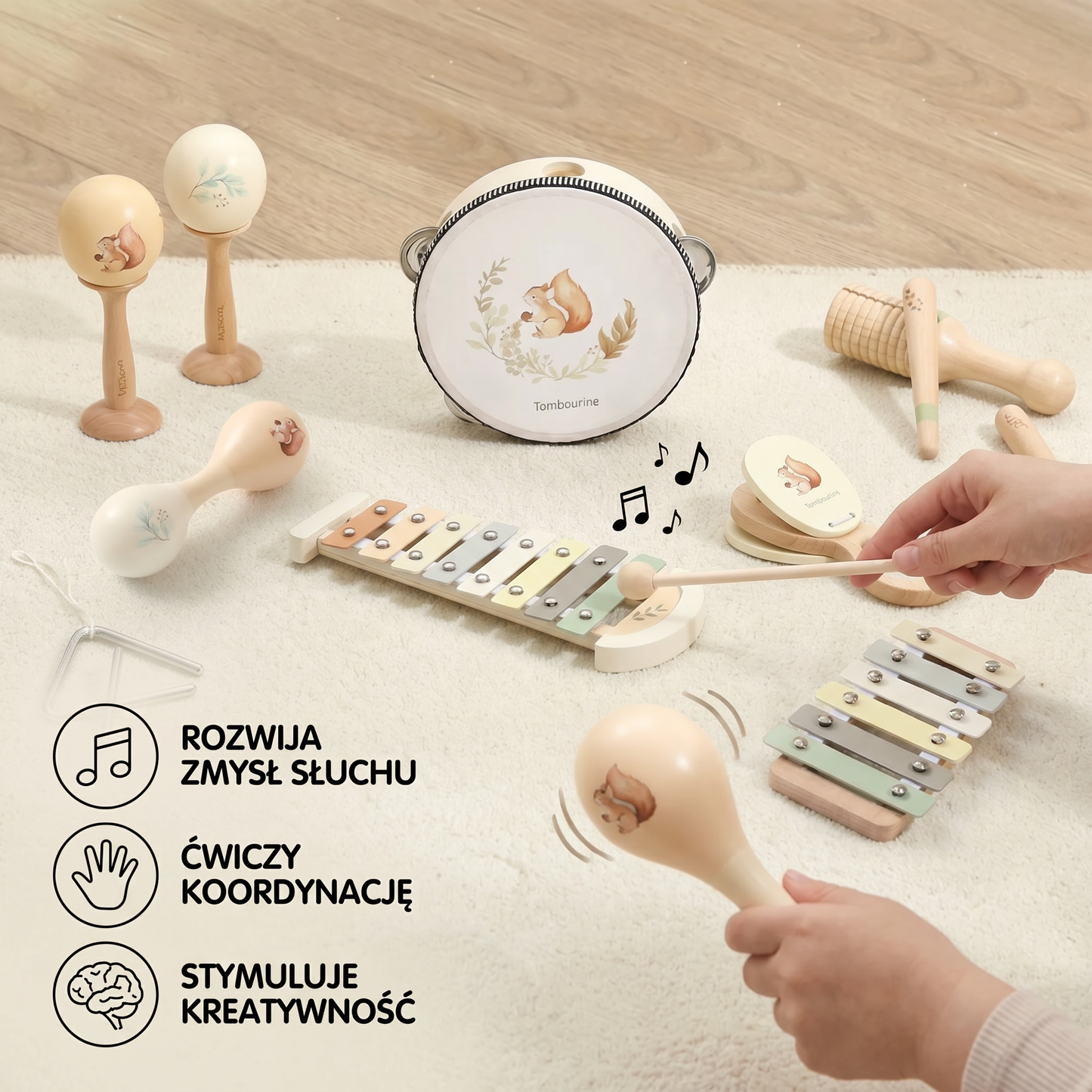 Zestaw Montessori instrumentów muzycznych dla niemowląt – sensoryczna i muzyczna zabawka edukacyjna