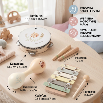 Zestaw Montessori instrumentów muzycznych dla niemowląt – sensoryczna i muzyczna zabawka edukacyjna