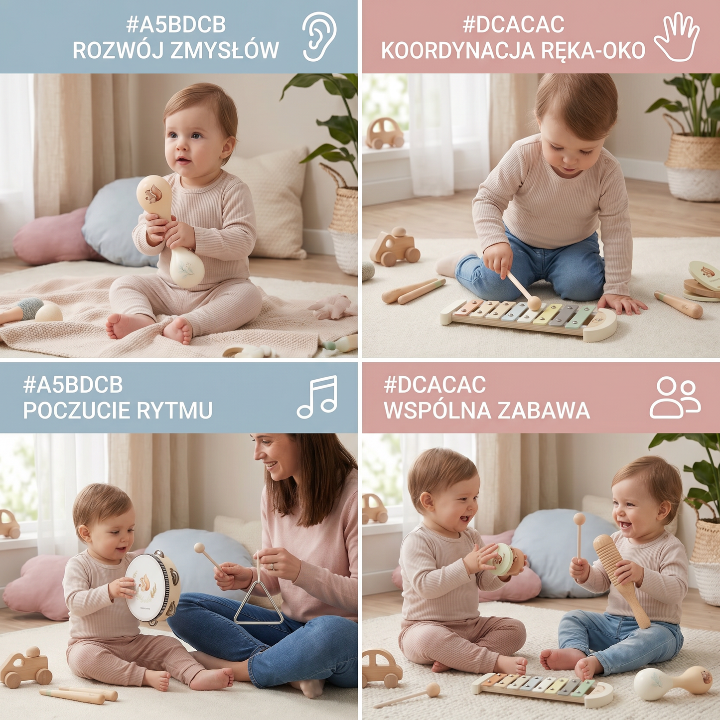 Zestaw Montessori instrumentów muzycznych dla niemowląt – sensoryczna i muzyczna zabawka edukacyjna