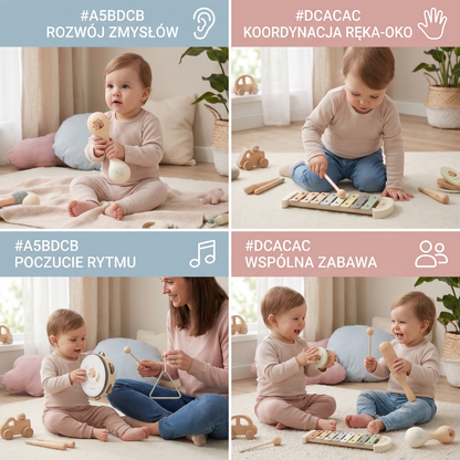 Zestaw Montessori instrumentów muzycznych dla niemowląt – sensoryczna i muzyczna zabawka edukacyjna