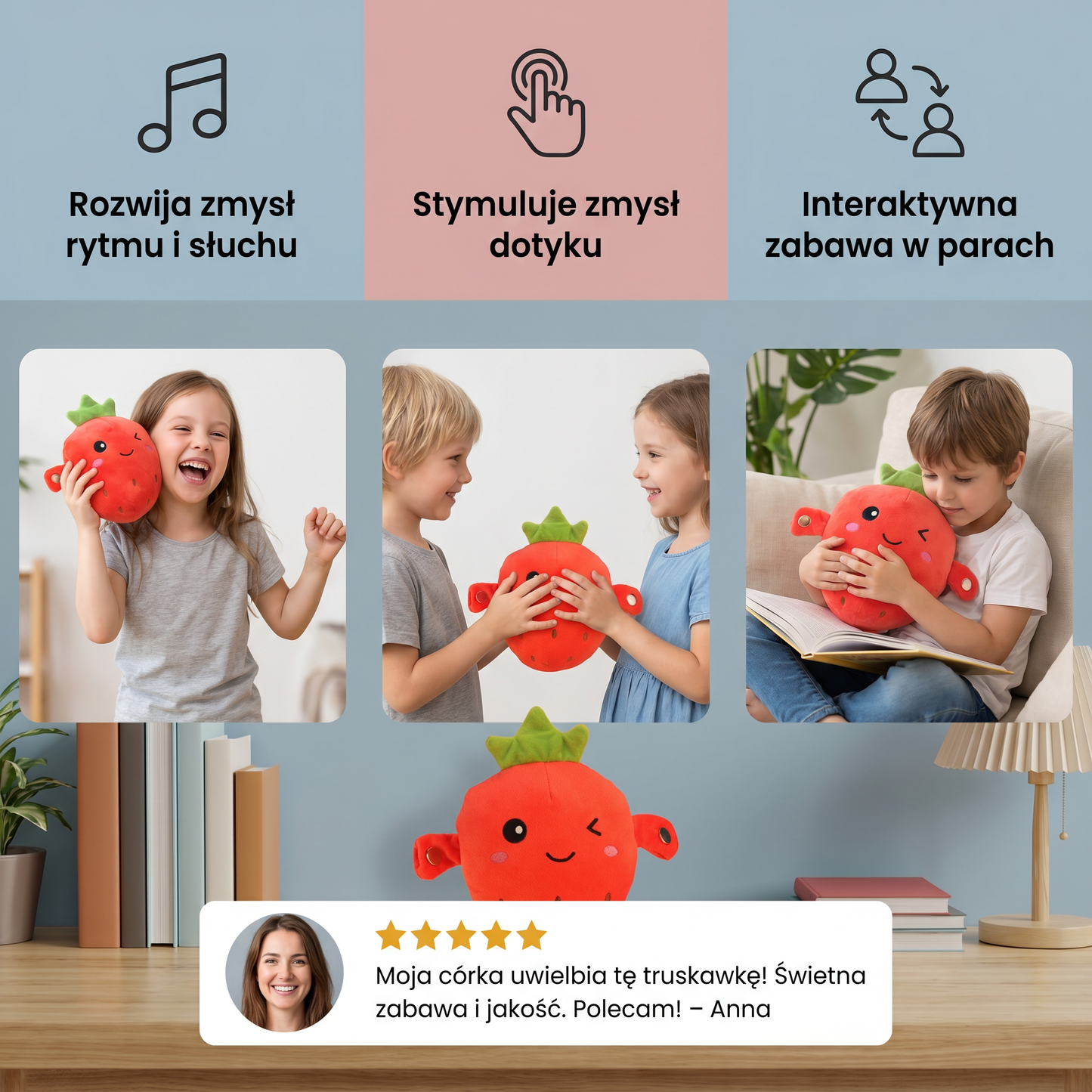 Interaktywna Pluszowa Zabawka Owocowa dla Dzieci – Sensoryczna Zabawka Muzyczna i Rytmiczna