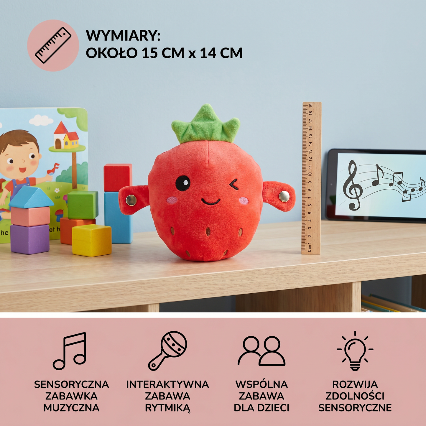 Interaktywna Pluszowa Zabawka Owocowa dla Dzieci – Sensoryczna Zabawka Muzyczna i Rytmiczna