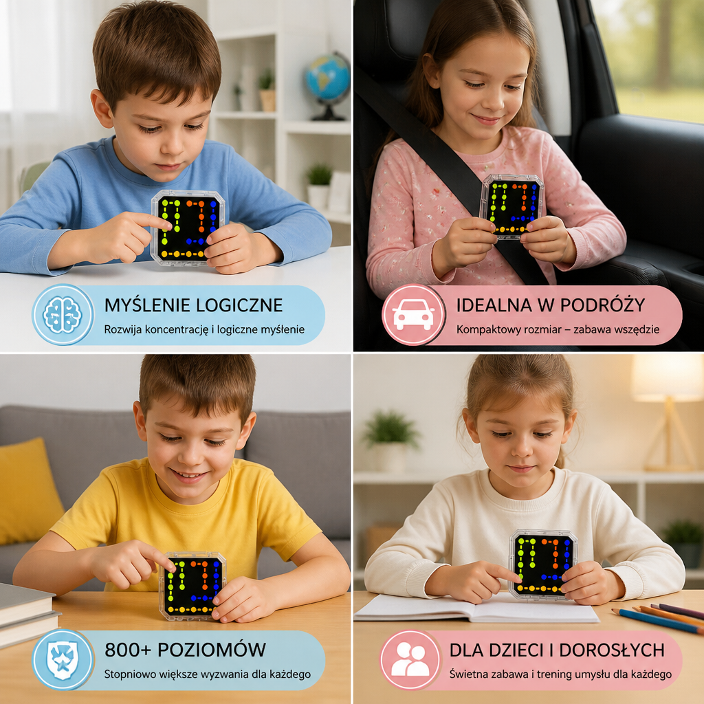 Inteligentna gra logiczna LED z liniami – ponad 800 poziomów treningu umysłu