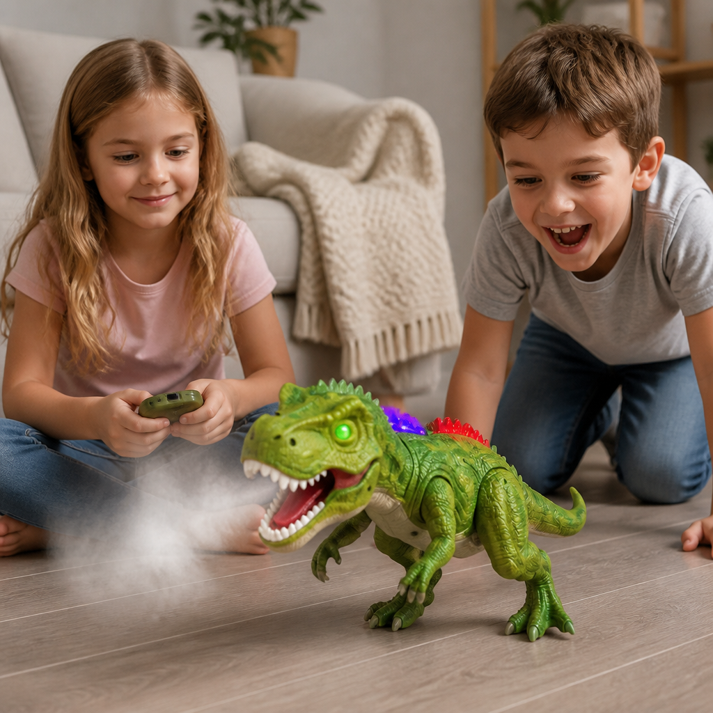 Zdalnie sterowany chodzący T-Rex – Dinozaur RC z mgiełką, światłem i dźwiękiem
