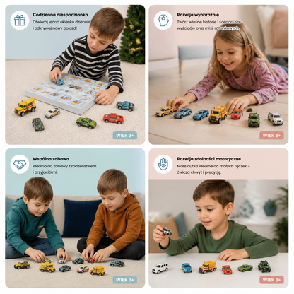Kalendarz Adwentowy z Samochodzikami z Odlewu CiśnieniowegKalendarz Adwentowy z Samochodzikami z Odlewu Ciśnieniowego na Boże Narodzenie dla Dziecio na Boże Narodzenie dla Dzieci