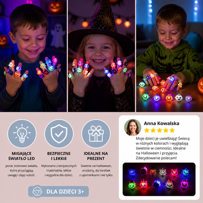 50 Sztuk Migających Pierścionków LED na Halloween na Upominki dla Dzieci i do Torebek ze Słodyczami