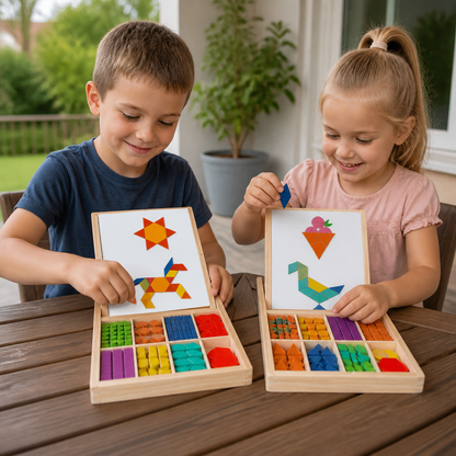 Magnetyczna drewniana układanka geometryczna dla dzieci