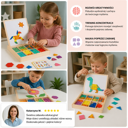 Magnetyczna drewniana układanka geometryczna dla dzieci