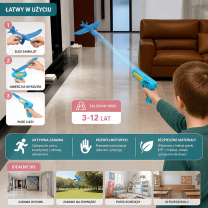 Zestaw z wyrzutnią samolotów szybowcowych z pianki