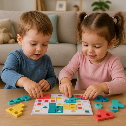 Drewniana układanka Montessori do dopasowywania kształtów – gra rozwijająca rozpoznawanie kolorów i logiczne myślenie