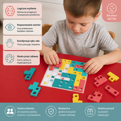 Drewniana układanka Montessori do dopasowywania kształtów – gra rozwijająca rozpoznawanie kolorów i logiczne myślenie