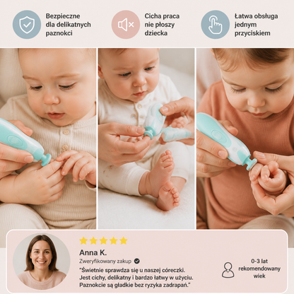 Elektryczny pilnik do paznokci dla niemowląt – zestaw do pielęgnacji paznokci 6 w 1