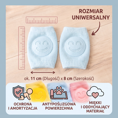 Nakolanniki do raczkowania dla niemowląt – antypoślizgowa ochrona z motywem uśmiechniętej buźki