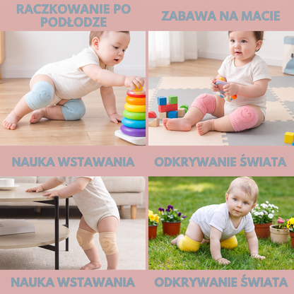 Nakolanniki do raczkowania dla niemowląt – antypoślizgowa ochrona z motywem uśmiechniętej buźki