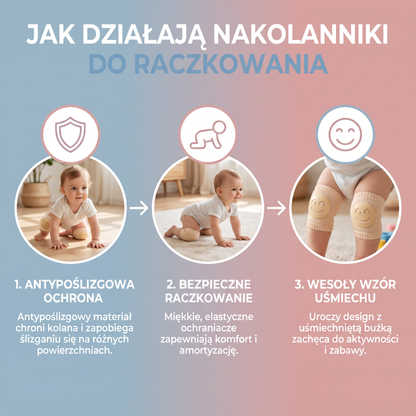 Nakolanniki do raczkowania dla niemowląt – antypoślizgowa ochrona z motywem uśmiechniętej buźki