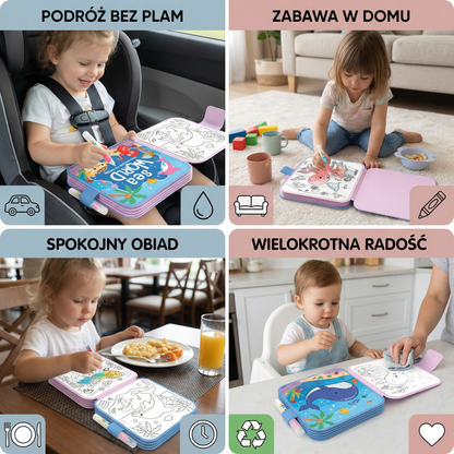 Magiczna Książeczka do Malowania Wodą – Wielokrotnego Użytku, Bez Brudzenia, dla Dzieci