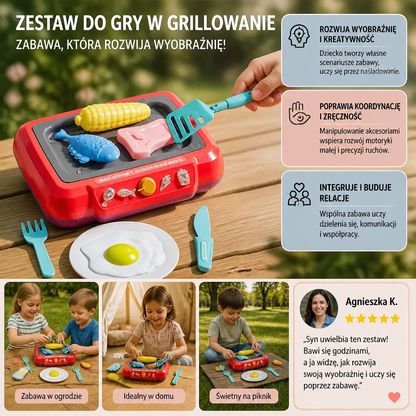 Zestaw do Gry w Grillowanie dla Dzieci z Zabawkami Jedzeniowymi i Akcesoriami