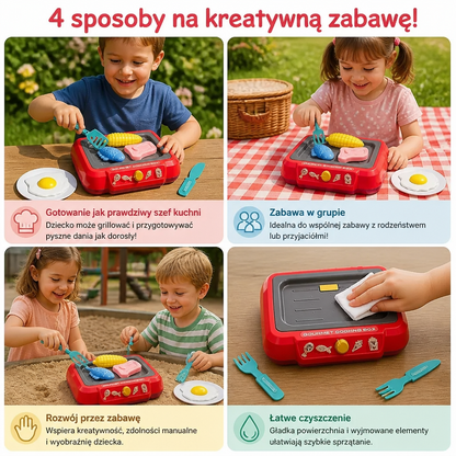 Zestaw do Gry w Grillowanie dla Dzieci z Zabawkami Jedzeniowymi i Akcesoriami