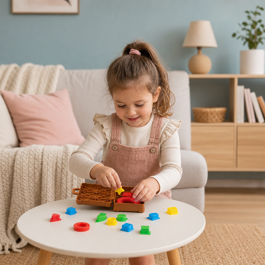 Walizeczka Montessori do sortowania kolorów i kształtów – Rodzinna gra zręcznościowa