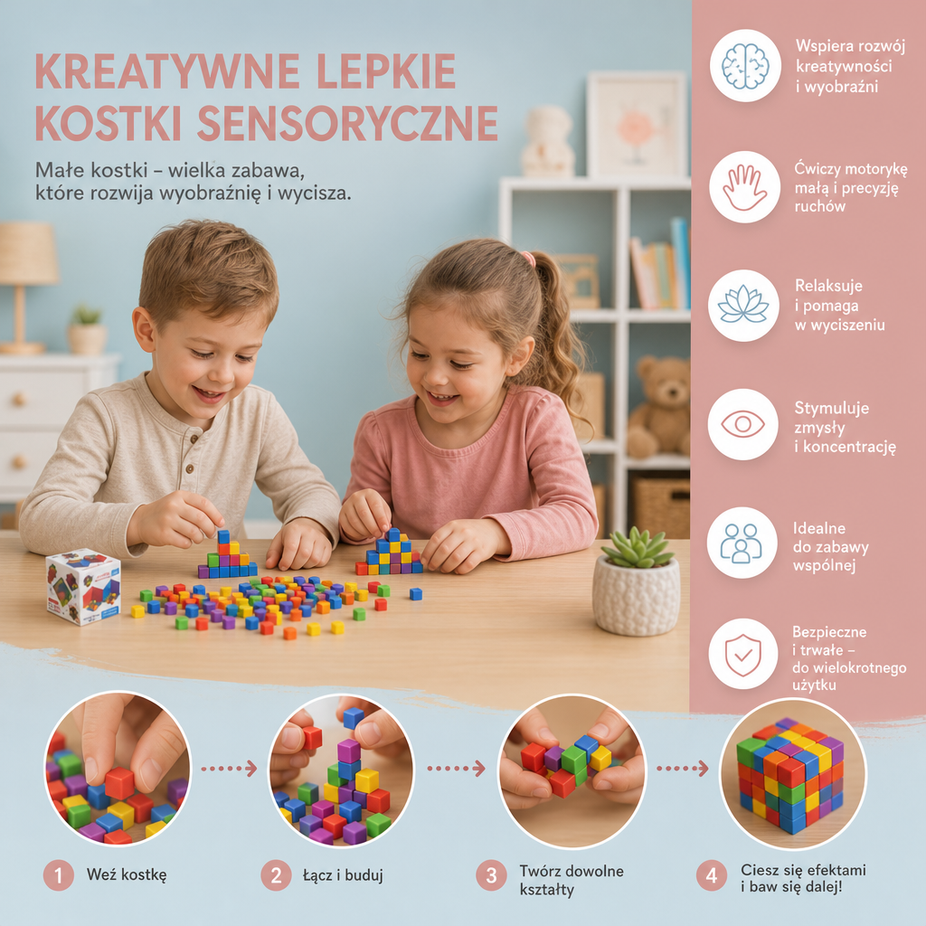 Kreatywne lepkie kostki sensoryczne – Klocki antystresowe